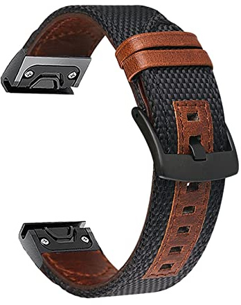 AMSOH Schnellverschluss-Leder-Uhrenarmband für Garmin Fenix 6 6X Pro, einfach anzubringendes Armband für Garmin Fenix 3 3HR 5X 5 Plus 6 Pro Armband