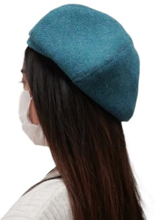 TAILORMAP Harris Tweed Wolle Baskenmütze, britischer Stil Baskenmütze für Damen, Blau, 56 EU