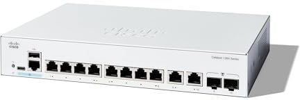 Cisco Catalyst 1300-8T-E-2G Managed Switch, 8 porte GE, alimentatore esterno, 2 porte combinate 1GE, protezione limitata a vita (C1300-8T-E-2G)