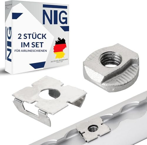 NTG Zurrschienenmutter M8 für Airlineschiene mit Clipsblech Nutenstein für Airline Zurrschiene | für Wohnmobil und Caravan als Halterung für Wand und Decke | Endfitting für Airlineschiene (2 Stück)