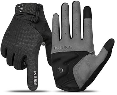 INBIKE Fahrradhandschuhe MTB Moutainbike Handschuhe Langfinger Herren Touchscreen rutschfest Stoßfest Elastisch Reflektierend Atmungsaktiv Radsport Multifunkton IHC406 Schwarz 2XL