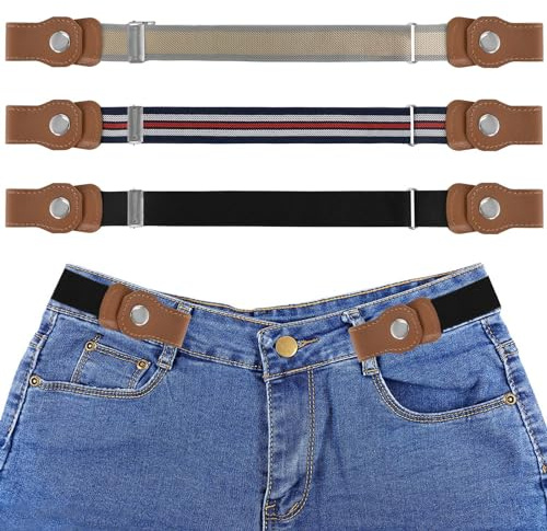 Tibapla 3 Pièces Ceinture Elastique Sans Boucle pour Enfant, Ceinture Invisible Réglable de 37 cm à 57 cm pour Garçons et Filles