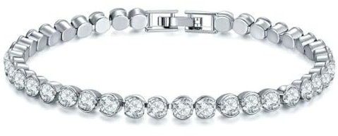 KIM JOHANSON® Damen Armband *Holly* in Silber | Tennis Deluxe Armkette mit 38 Kristallen in weiß | Strass | Hochzeit Armreif | Frauen Boho Schmuck | Zirkonia | Rhodiniert inkl. Schmuckbeutel