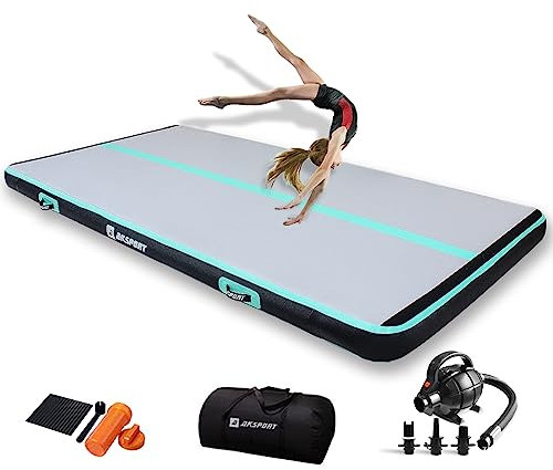 AKSPORT Air Matte Track Tumbling Matte,3/4/5/6m Aufblasbar Gymnastikmatte Turnmatte Tumbling Matten 10/20cm hoch mit Luftpumpe für Zuhause/Taumel/Turnhalle/Ausbildung/Cheerleading