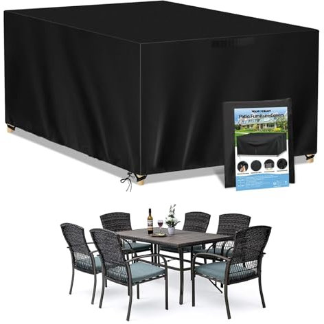 Wanocean Housses de Meubles de Jardin, Housse Salon de Jardin Bache de Protection Table Extérieur Imperméable 420D Oxford Anti-UV Résistance au Vent Carré (160x130x90cm)