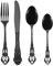 SHEUMNT Retro Schwarz Besteckset für 6 Personen, Wunderschönes 24-teiliges Edelstahlgeschirr, Service für 6 Personen, Utensilienset, Gabel, Löffel, Messer, antikes Barock-Besteckset