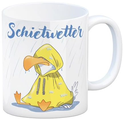 Möwe Kaffeebecher mit Spruch Schietwetter Stimmungsvoller Moin Norden Becher ideal für Meer-Liebhaber Geburtstagsgeschenk maritim