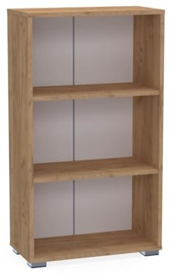 Bracia Mebelek Regal Goldene Eiche 60 cm Breit - Bücherregal Holz – Büromöbel 60x30x106cm – Bücherschrank 3 Fächer – Büro Ordnerregal
