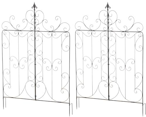 CLP 2er Set Rankgitter Mandevilla Aus Eisen I Rankzaun Im Landhausstil I Steckzaun Für Den Garten, Farbe:Bronze