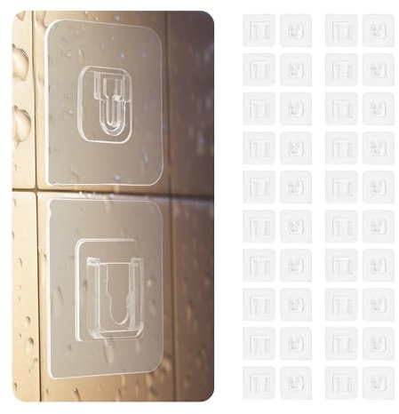 20 Pairs Double-Sided Adhesive Wall Hooks, 5.7CM x 5.7CM Seamless Mother-in-Law Buckle, Clasp Punch Free Wall Mounted Accessories, Waterproof Transparent Wall Sticking Hook for Bathroom, Kitchen, Offi