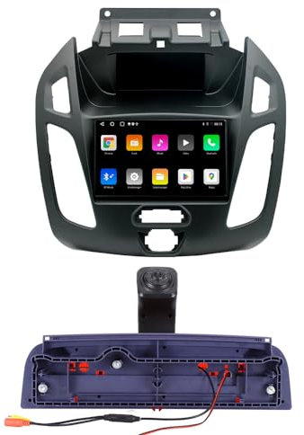 GPS Navi Navigationsgerät für Auto mit Carplay&Android Auto,Europa UK 52 Karten, Lebenslang kostenlosem Kartenupdate,Wasserdicht Rückfahrkamera Ersatz für Ford Transit Connect MK2 2013-2021(Typ A)