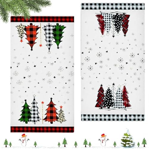 WEILAOK Paños de Cocina Navideños, Toallas de Cocina Navidad, Paños Cocina, Paño Microfibra para Uso y Decoración de Cocina, 66 cm x 45 cm, 2 Piezas, Blanco