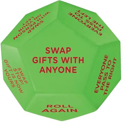 Hemousy Santa Swap GiftExchange Dice, 2025 Neues Würfelspiel – 12 Verschiedene Seiten GiftSwap Dice Weihnachtswürfelspiel