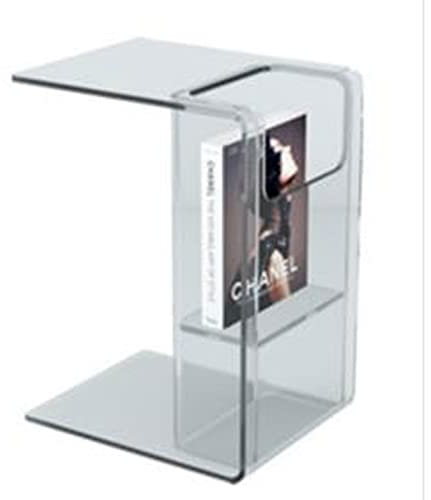Couchtisch Acryl-Beistelltisch, transparenter kleiner Beistelltisch mit Aufbewahrungskorb, Acryl-Beistelltisch, transparenter Nachttisch und Hocker for Wohnzimmer, Schlafzimmer, Büro, Küche, Servieren