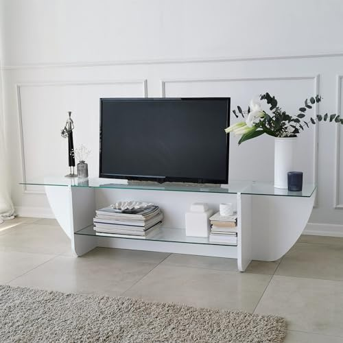 Hanah Home Supporto per TV, melammina, Bianco, Taglia Unica