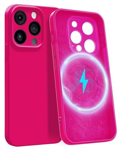 MyGadget Custodia per iPhone 15 Pro [ Quadrupla Protezione ] - Case in Silicone Rigido con Fodera in Microfibra - Cover Rosa Magenta