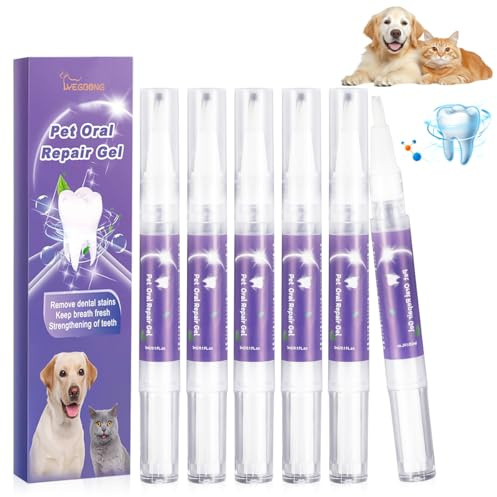 6 Stück Zahnbürstenstift für Haustiere,Reinigungsstift für Haustier Zahnbürsten,Oral Repair Gel für Hunde,Entlasten Mundgeruch BekäMpfen Sie Zahnstein Ohne ZäHneputzen Gel FüR Die Mundpflege