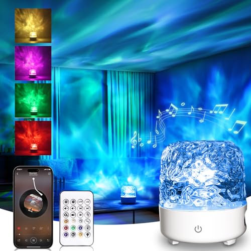 TJINHEZ Galaxy Projector Light, HiFi Bluetooth Speaker Star Night Light for Bedroom, Rechargeable Night Light with Remote Control, Ocean Wave Ceiling Projector for Kids and Room Decor