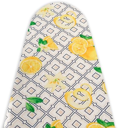 TUOLON Bügelbrettbezug Made in Italy 47 x 140 cm Universal für Dampfbügeleisen Praktisch und weich Bügelbrettbezug Stoff mit Gummizug Abdeckung - Zitrone A
