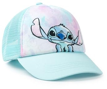 Disney Lilo & Stitch Baseballkappe für Mädchen, verstellbar, Hellblau, Freizeitkleidung, Mütze mit Stichgrafik, Stitch Merch, Netz-Sonnenschutz, gebogener Schirmmütze, Charakter-Accessoire für Kinder