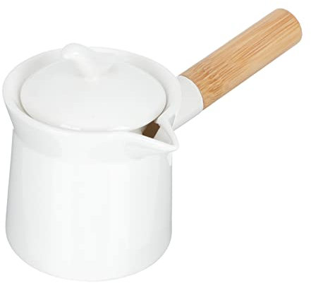 Alipis Japanese Style Ceramic Tea Serving Pot Lid and Handle 300ml Large Capacity White Teapot Suitable for Loose Tea Brewing and Home Use