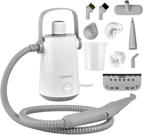 FANTASK 1000W Wasserkapazität Dampfreiniger Handgerät 300 ml, Steamshot Steam Cleaner mit Zubehörsätze, Weiß