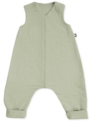 Julius Zöllner Schlafoverall Jumper Musselin 0,5 TOG Gr. 92 | 100% Baumwollmusselin | Oeko-TEX Standard 100 | Lime