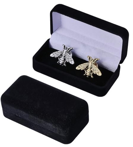 CHGCRAFT 2 Pcs Velvet Cufflink Tie Clip Box Black Flocking Storage Gift Jewelry Display for Engagement Birthday Anniversary, 2.99x1.54 inch