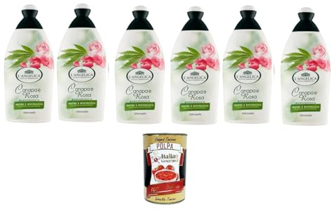 Italian Gourmet Officinalis Bagnodoccia Duschgel canapa e rosa 6 x 450ml | Con estratti vegetali, detersione profumata; sanfte Pflege für tägliche, Gesamtnettogewicht 2,7 L + Kostenlos Polpa 400g