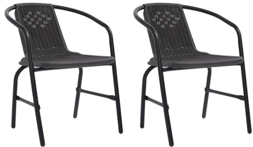 Balkonstuhl Gartenlounge Outdoor, Gartenstühle 2 Stk. Kunststoff Rattan-Optik und Stahl 110 kg Gartenlounge Set für Garten, Wohnzimmer, Hof, Terrasse und Balkon