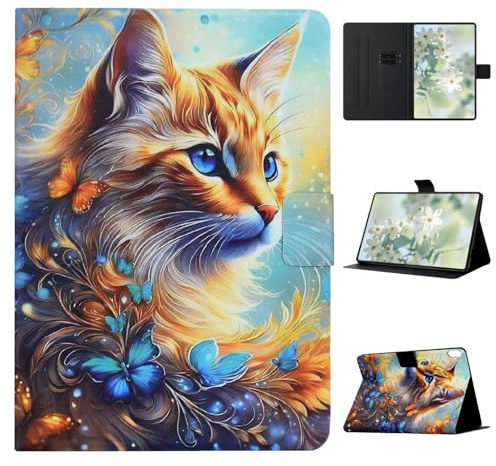 Vaitasy Coque pour iPad 2025 A16 11/ iPad 10 2022 10.9, Flip Book Étui avec Fonction Support Housse pour iPad 11 2025 - Papillon et Chat