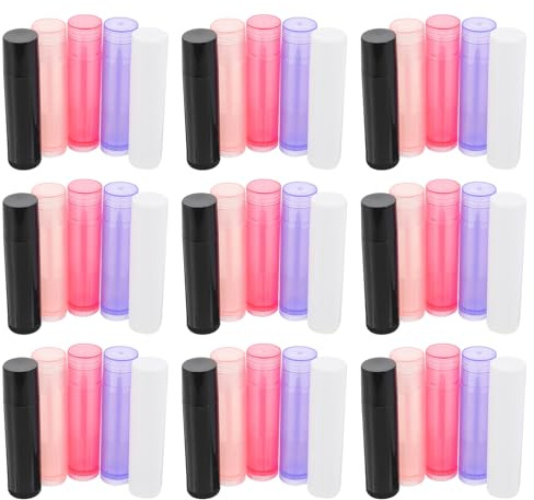 PAMINGONO 50 Stück Leere Lippenstifthülsen aus Pp Tragbare und Leichte Lippenstift Tuben Nachfüllbar Einzigartiges Selbstgemacht Lippencreme Tuben Etui für Unterwegs