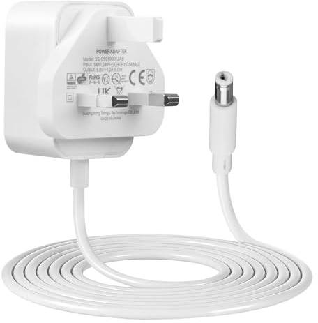 5V 1A Power Supply Adapter for LED Strip Light CCTV Router Speakers Security Cameras Compatible with DM223 Video Cameras， 5.5mm X 2.5mm Plug with 1.5m Cable AC Adapter 100-240V 50 60HZ, White