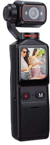 Plyisty 4K-Handkamera, 140°-Weitwinkel-Touchscreen-Camcorder mit 180° Drehbarem Objektiv, 6-Achsen-Gyroskop-Stabilisierung, WLAN für Outdoor-Reisefotografie