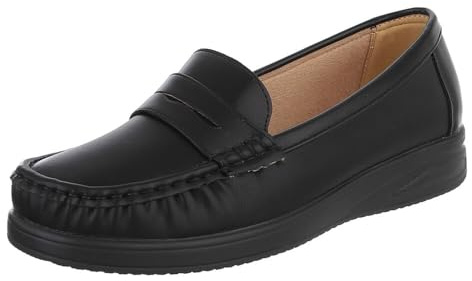 Ital Design Damen Loafer mit Keilabsatz, runde Spitze