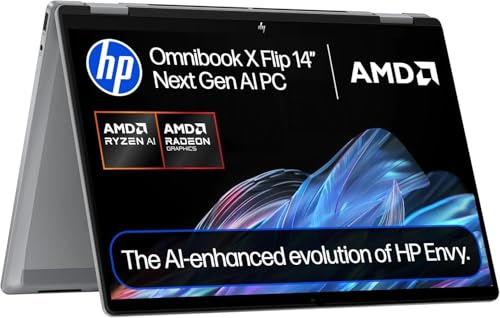 HP OmniBook X Flip 14-inch 2-in-1 AI Laptop (14-fk0504sa) – AMD Ryzen AI 5 340, 16GB DDR5 RAM, 512GB SSD, 14 WUXGA Touchscreen, WiFi, Backlit Keyboard, Windows 11 Home – Silver