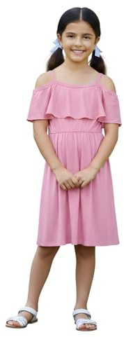 A2Z 4 Kids Girls Off Shoulder Skater Dress Party Wear Age 5-32 Baby Pink