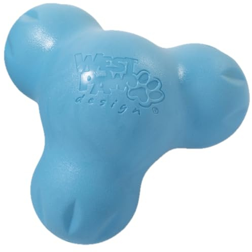 WEST PAW Zogoflex Tux Treat Dispensing Dog Chew Toy – Interactive Chew Toys for Dogs – Hold Kibble, Treats (Aqua Blue, Small)