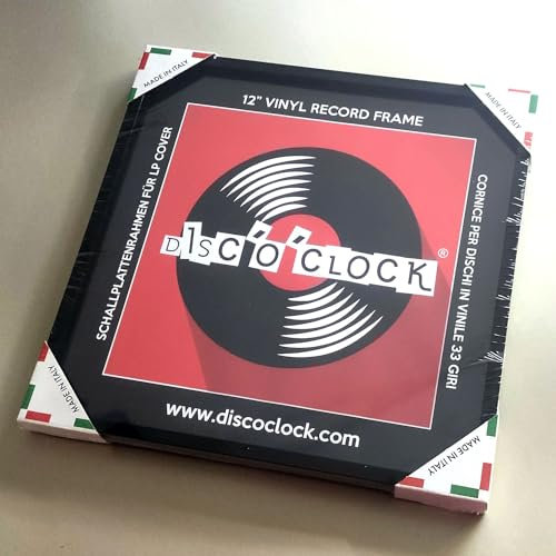 DISCOCLOCK - Cornice Quadrata Nera per Dischi in Vinile - 32x32cm in Alluminio - Made in Italy - 1 Pezzo