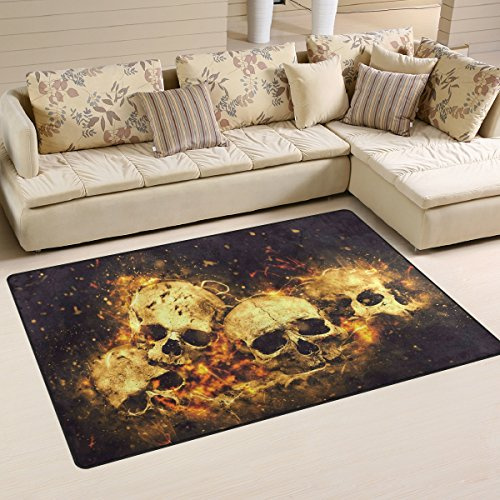 yibaihe leicht bedruckt Bereich Teppich Teppich Fußmatte Dekorative Skulls und Knochen wasserabweisend leicht zu reinigen für Wohnzimmer Schlafzimmer 153 x 100 cm