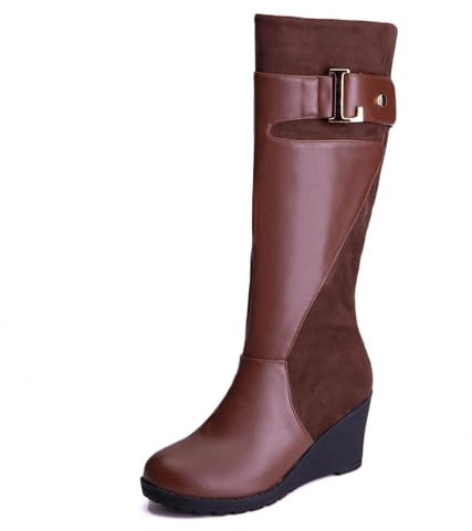Smilice Stivali da donna con zeppa, marrone, 39 EU