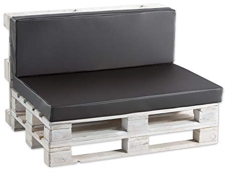 Gutekissen® Palettenkissen Palettenauflagen PF (Sitzkissen 120x60 glatt, Kunstleder Anthrazit)