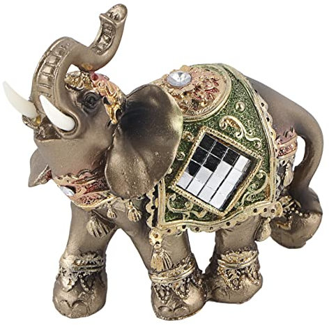 Akozon Glückselefant Elefant Statue Glück Feng Shui Grüne Elefant Statue Skulptur Reichtum Figur Hauptdekoration(M)