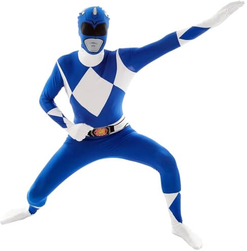 Morphsuits Costume Power Ranger bleu pour homme, costume Power Ranger Morph pour adulte, taille L