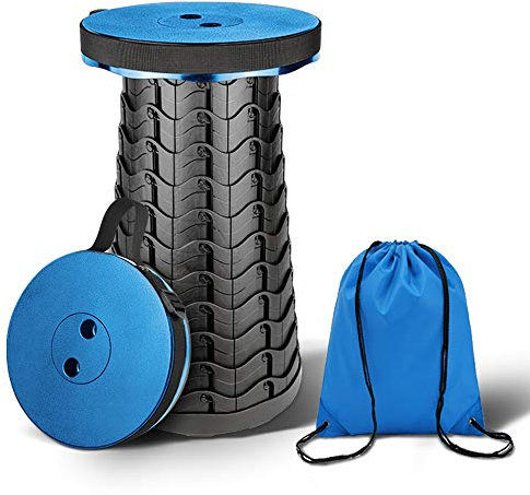 Ksera Portable Folding Stool, 2nd Gen Portable Plastic Folding Stool Seat Lightweight for Indoor Kitchen Bathroom, Outdoor Camping Fishing Hiking BBQ Max Load 397 LB (Blue)
