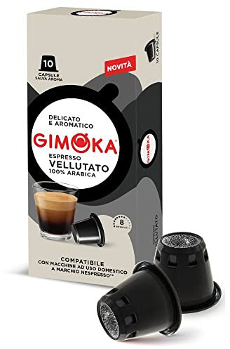 Gimoka Mélange Espresso Vellutato 100% Arabica intensité 8/13-100 Capsules - Compatibles avec les machines à café à usage domestique Nespresso* - Produit en Italie (lot de 10 x 10)