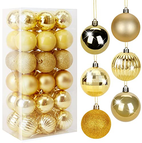 BLAZOR Weihnachtskugeln, 36 Stücke 4CM/6CM Christbaumkugeln Kunststoff, Weihnachtsdekoration Kugeln, Weihnachtskugeln Rot Gold Blau Silber, Christbaumschmuck Weihnachtsbaumschmuck
