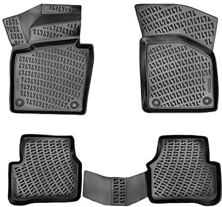 Rizline Passgenau 3D Fussmatten Auto Kompatibel mit Volkswagen Passat B6 2005-2011 Auto Zubehör 1. Und 2. Reihe Gummimatten Autos TPE Allwetter Geruchlos rutschfest Vorne und Hinten Schwarz