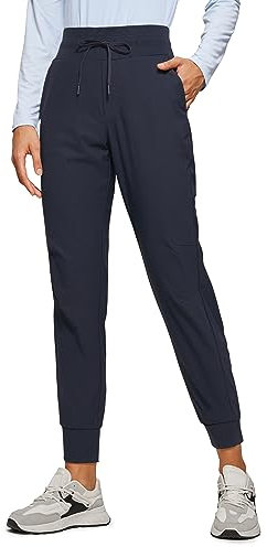 CRZ YOGA Damen Lässige Sporthose Tunnelzug Taille Jogger Pants Jogginghose Freizeithose mit Taschen - 70cm Marine 40