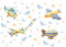 Osomhome Wandtattoo Kinderzimmer Junge & Mädchen: Flugzeuge (130x90cm) | Wandsticker Kinderzimmer Deko | Babyzimmer Deco Wanddeko | Wandaufkleber Wandbild Kinderbilder os7838